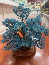 blue apatite Quartz Bonsai Tree Energy Tree Gemstone tree of Life home decor