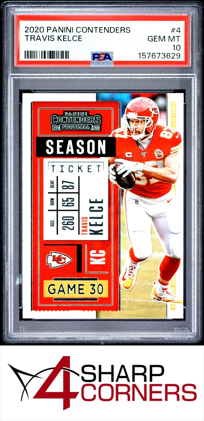 2020 PANINI CONTENDERS #4 TRAVIS KELCE CHIEFS PSA 10