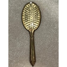 Vtg Vanity Hair Brush Glitter Art Deco Gold Tone Removable Brush Bristles Ornate