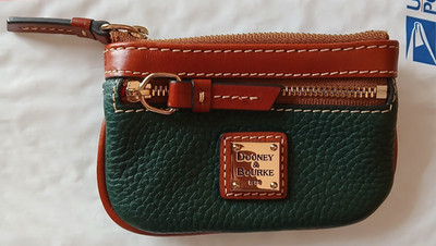 Dooney & Bourke Pebble Grain Small Coin Case FOREST Excellent +++++