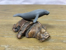 John Perry Studio Manatee Burl Wood Art Sculpture Ocean