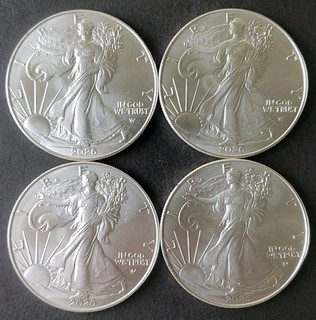 Lot of Four 2026 $1 American Silver Eagle Dollars