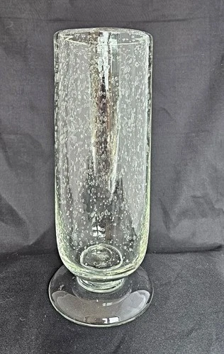 Vintage Murano Controlled Bubbles Hand Blown Art Glass Vase - 10.5"