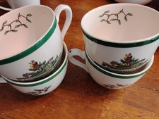 Spode Christmas Tree Teacups with Green Trim