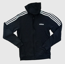 ADIDAS Unisex Fleece Hoodie Jacket Sweatshirt Zip Up Stripes Logo Climate Blk M