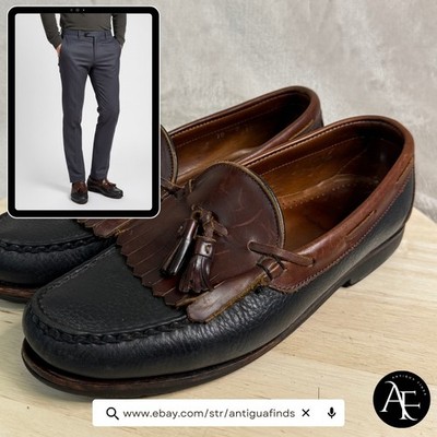 Allen Edmonds Nashua Mens 10 D Black Brown Two Tone Tassel 
