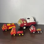 Lot of 4 Vintage Tonka Mini Fire Truck Pumper Toy #18 Pressed Steel Bundle Red