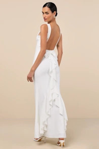 Lulus Exquisite Refinement Backless Bow Ruffled M… - image 1