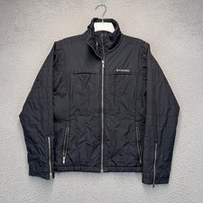 Columbia Jacket Womens Medium Black Full Zip Pockets Outdoor Hiking FLAWS