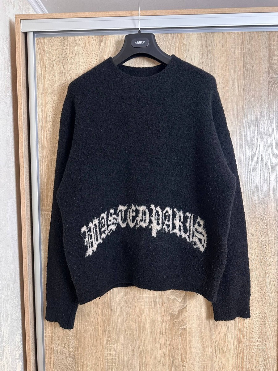 Wasted Paris Reverse Kingdom Sweater Logo Pullover Knit Mens Size 