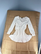 Wild Fable Women's Cream Long Sleeve Brushed Floral Lace Skater Dress