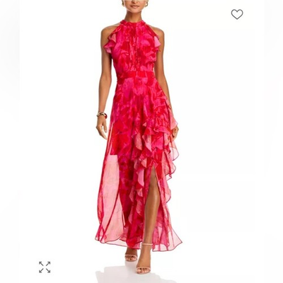 #ad #ad AQUA Sleeveless Ruffled Maxi Dress Exclusive Bloomingdale#x27;s NWT Size 6 $179.10