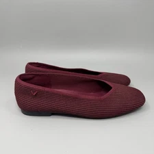 Vivaia Margot 2.0 Stretch Knit Flats Square Toe - Sparkle Burgundy Size 7