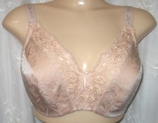 34DD VINTAGE WACOAL PALE PINK EMBROIDERED LACE JACQUARD UNDERWIRE UNLINED BRA 