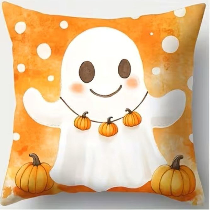 HALLOWEEN HAPPY GHOST-BOO---Pillow Cover--17.7 x17.7" with zipper