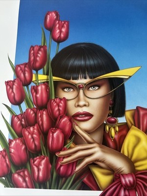 Rare Paola Casagrande Art Luxottica Optical Calendar March 1991 Only. Tulips