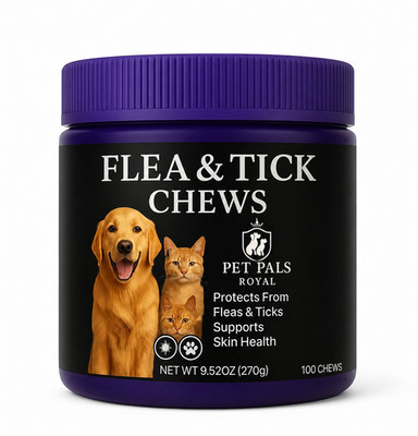 Natural Dog & Cat Flea and Tick Prevention 100Chews for All Breeds Ages & Sizes