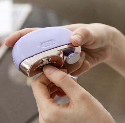 Purple Automatic Nail Clipper, Multifunctional Electric Nail, LED Light, 2 Speed