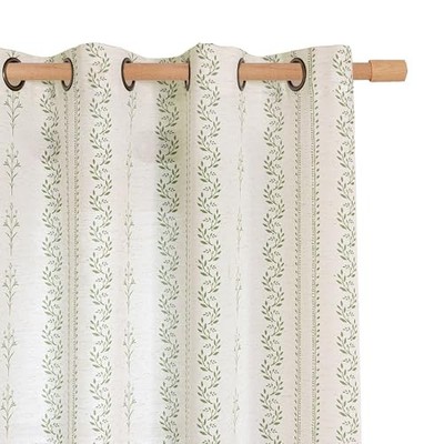  Green Curtains Spring Leaf Floral Print 52''W x 90''L (Pack of 2) Grass Green