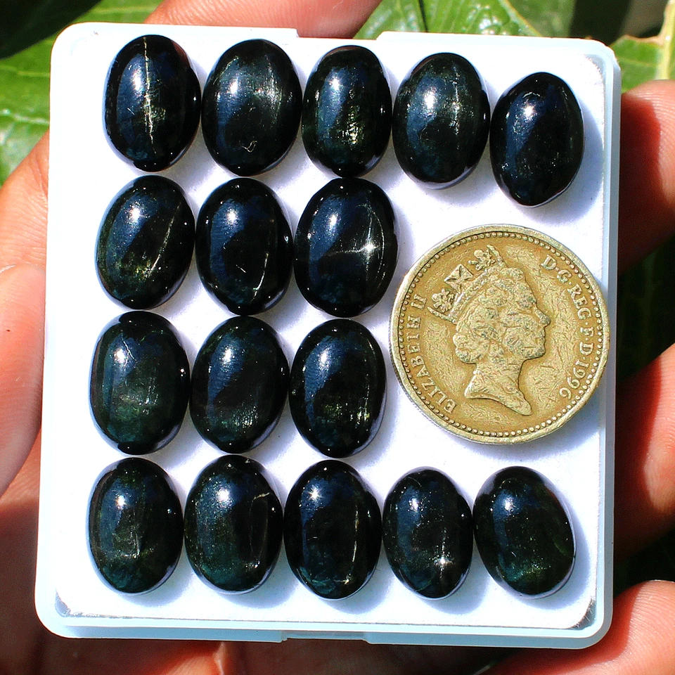 Лот из 10 бирманских натуральных черных звезд диопсид 14 мм x 10 мм овальный кабошон драгоценные камни - Изображение 2 из 4