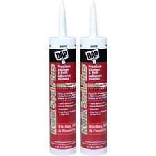 Kwik Seal Plus 10.1oz White Caulk 2-Pack - Premium Kitchen & Bath Silicone Seala