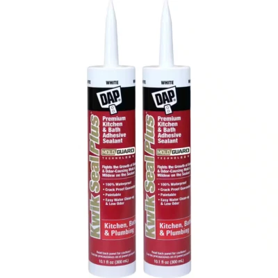 Kwik Seal Plus 10.1oz White Caulk 2-Pack - Premium Kitchen & Bath Silicone Seala