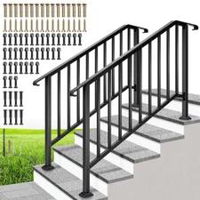 2-Pack 5 Step Hand Rails for Outdoor Steps Wrought Iron Railing for Porch Deck