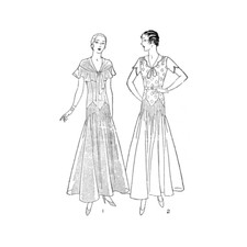 Past Patterns 5608 - Early 1930s Dress w Long Flared Skirt Pattern bust 34"