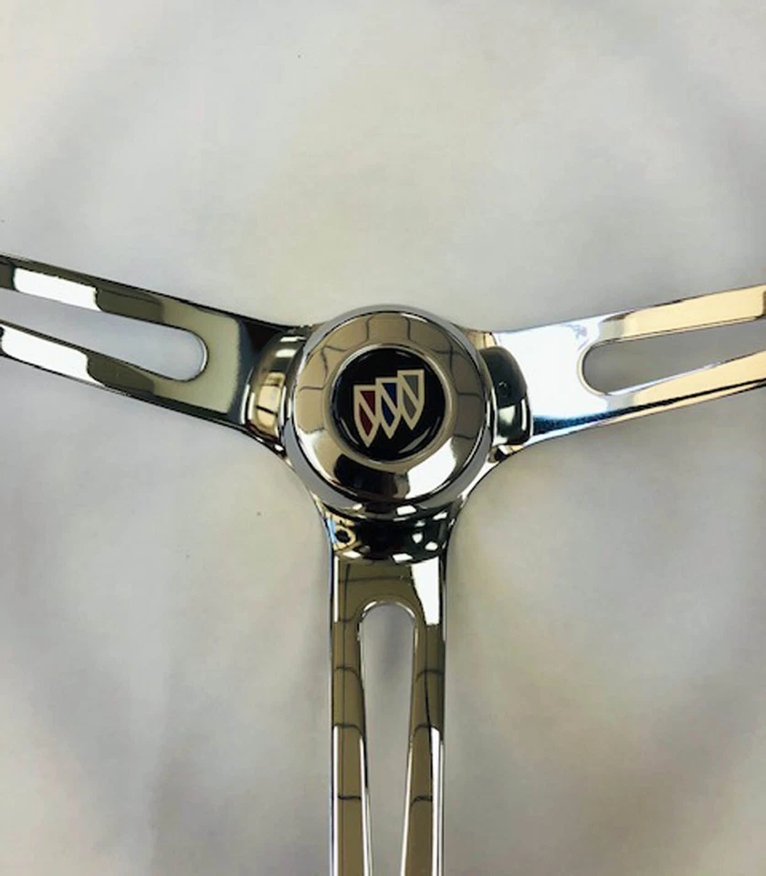 69-93 Buick Skylark Gran Sport Regal Chrome Spoke Black Steering Wheel 13 1/2" — 第 2/4 张图片