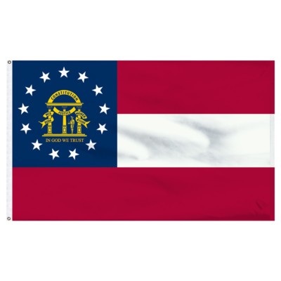 Georgia (Current) 4x6 4'x6' Poly State Flag- Seal, Georgia Grommets Fade Proof