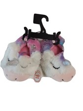 Wonder Nation Infant Girls White/Multicolor Unicorn Furry Slippers Size 5, BNWT
