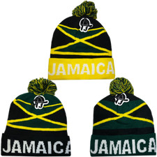 JAMAICA Pompom Plush Lining Knit Cap Beanie Knitted Warm Ski Winter Hat Lot 1-12