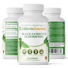 Black Elderberry Immune Support Capsules w Zinc Vitamin C Lemon 60ct x3
