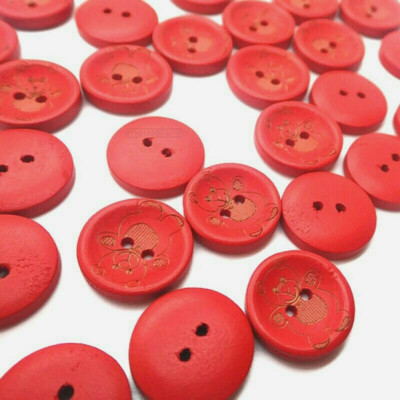 20MM TEDDY BÄR HOLZKNÖPFE ROT RED KNOPF BABY KINDER HANDMADE BÄRCHEN BEAR BUTTON