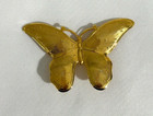 Vintage Brooch | Pin Bright Gold-tone Fantasy Design- Brushed Pattern w Rivets — photo 1