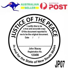 JP JUSTICE OF THE PEACE NSW Custom Flash Stamp Self Inking Refillable 48mm Large