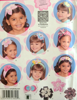 Uncut Simplicity 1820 Sew Pattern Headbands Hair Bows Ribbon Flowers Accessories
