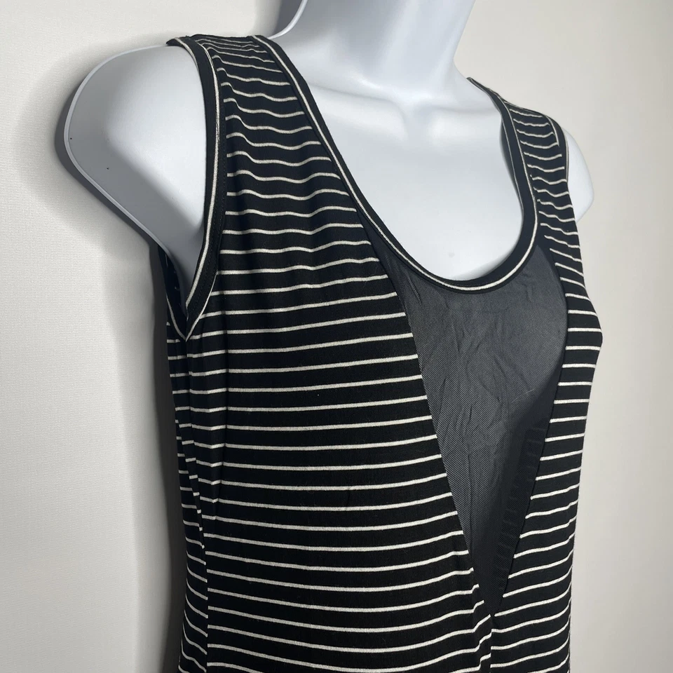 Vestido Switchblade Stiletto Vamp Negro Blanco Rayas Sin Mangas Bodycon Talla L Foto 4 de 4