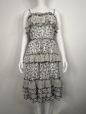 Vtg Dolce & Gabbana White Black Floral Print Silk Dress 36 2XS