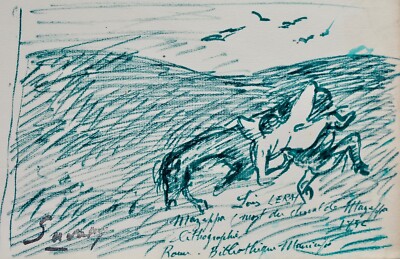 Robert savary - Drawing Original - Felt - Death Of Horse After Louis Leray