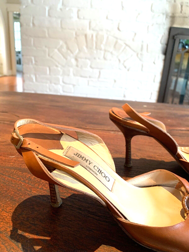 Women’s Strappy Brown Leather Jimmy Choo Sandals. 3.5-Inch Heels. Size 8. EUC - Picture 6 of 9