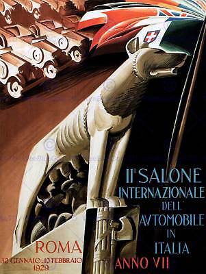 EXHIBITION CULTURAL AUTOMOBILE CAR ROME ITALY VINTAGE ADVERTISING POSTER 1722PY
