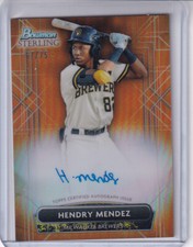 Hendry Mendez 2022 Bowman Sterling Orange Refractor Prospect Auto /75