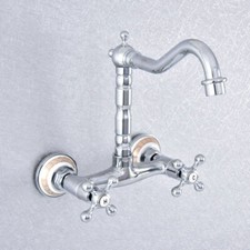 Wall Mount Polished Chrome Brass Bathroom Sink Faucet Kitchen Mixer Tap 2sf781