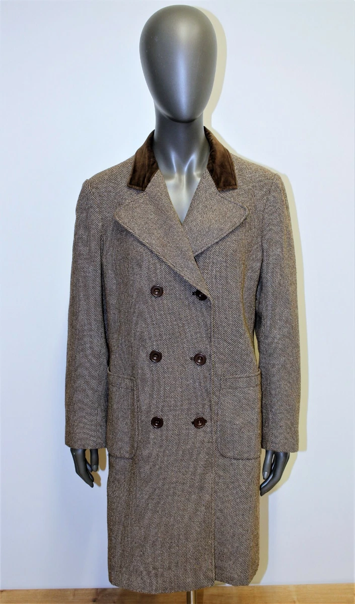 Vintage double breasted Coat LOUIS FERAUD SPORTSWEAR brown marl wool 42FR 10US