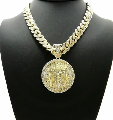 NBA YOUNGBOY 4KT NEVER BROKE AGAIN PENDANT GOLD CUBAN LINK CHAIN NECKLACE RAPPER