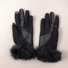 Aris black dress gloves with large fuzzy cuff and screen finger tips