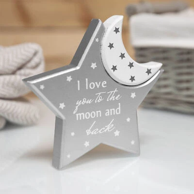 CELEBRATIONS Twinkle Twinkle Moon & Star Mantel Plaque, Decoration, New Baby Christening Gift