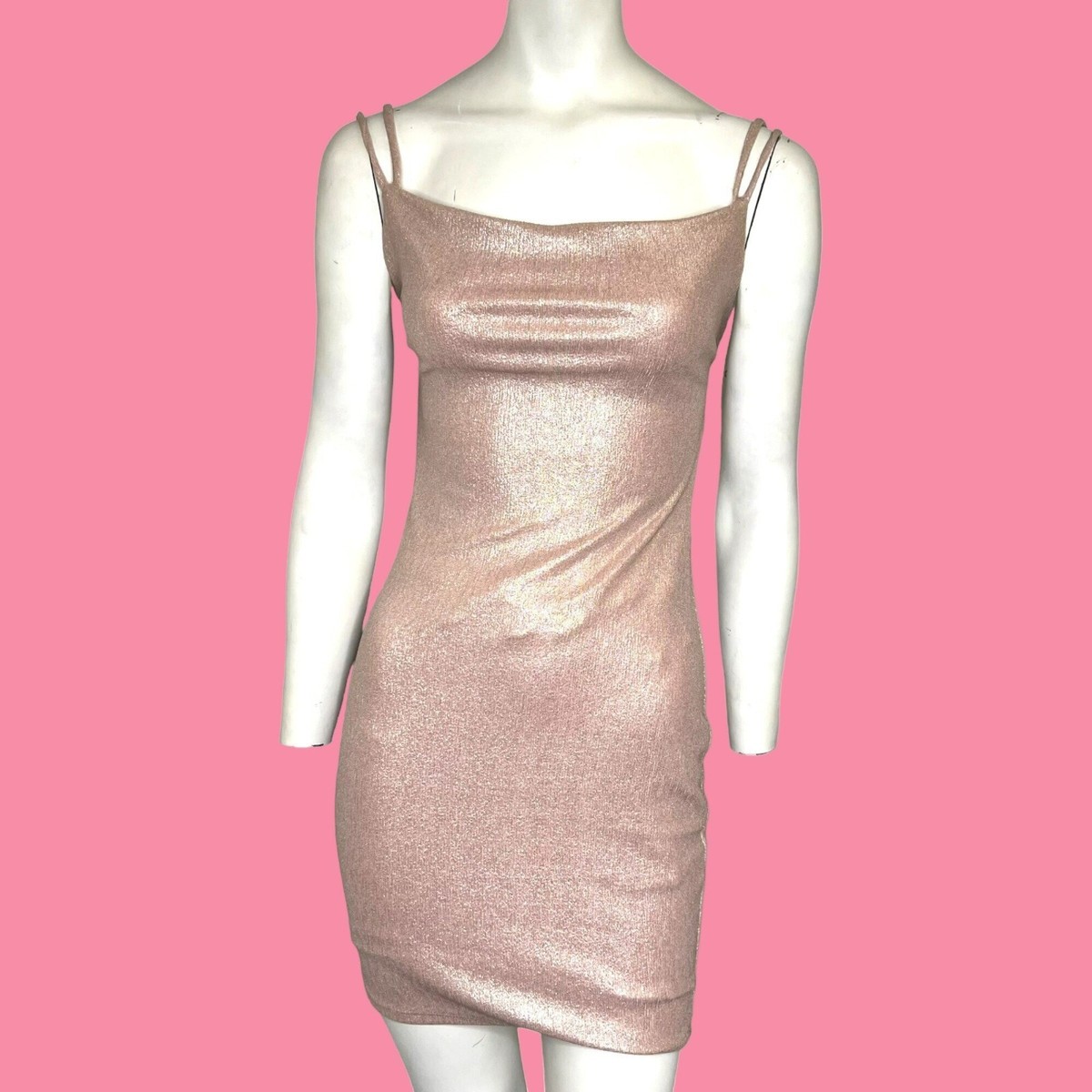 Tresser Metallic Bodycon Scoop Back Mini Dress Mauve Size Large NWT | eBay