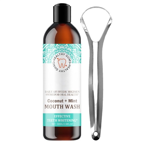 Coconut Oil Mouthwash 100ml Natural Mouthwash Includes Tongue Scraper